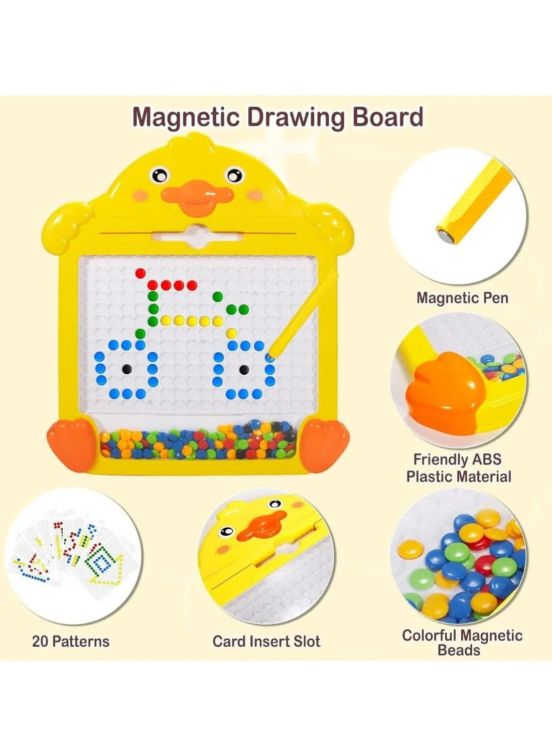 Duck Themed Magnetic Drawing Board with Colorful Beads - Mumzar