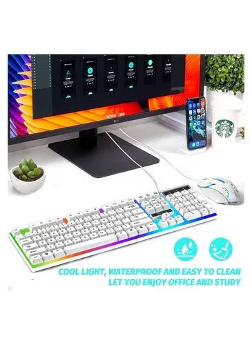 G21 Wired USB Gaming Mechanical Feel Keyboard with Colorful Backlit & Mouse Combo - Mumzar