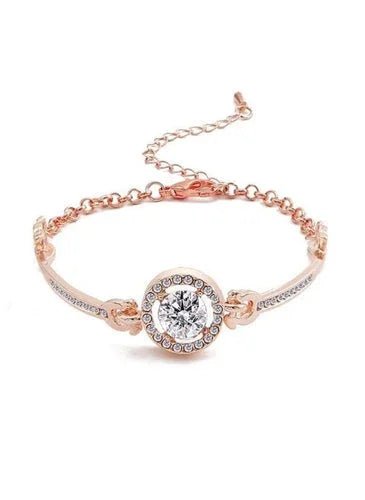 Rose Gold Crystal Jewelry Set - Necklace, Bracelet, Earrings, and Ring - Mumzar