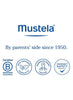 Mustela logo with certified badges and 'By parents' side since 1950'