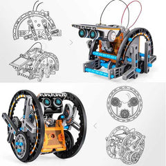 Huitich solar robot 14-in-1 STEM educational toy with buildable mechanical parts and blue and orange details Huitich solar robot 14-in-1 STEM educational toy with buildable mechanical parts and blue and orange details