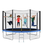 Huitich 14ft outdoor trampoline for kids with safety net and ladder, kids jumping and playing