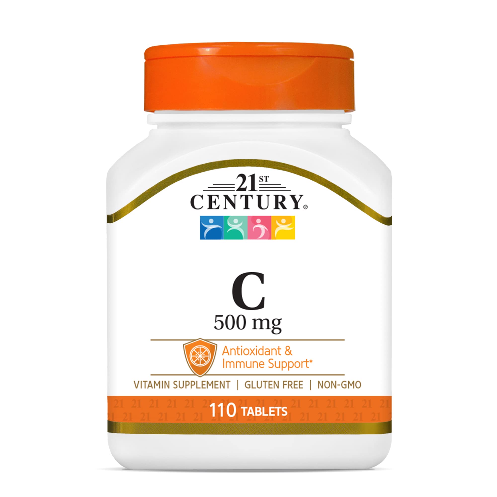 21st Century Vitamin C 500mg tablets white bottle with orange cap 110 tablets antioxidant immune support 21st Century Vitamin C 500mg tablets white bottle with orange cap 110 tablets antioxidant immune support
