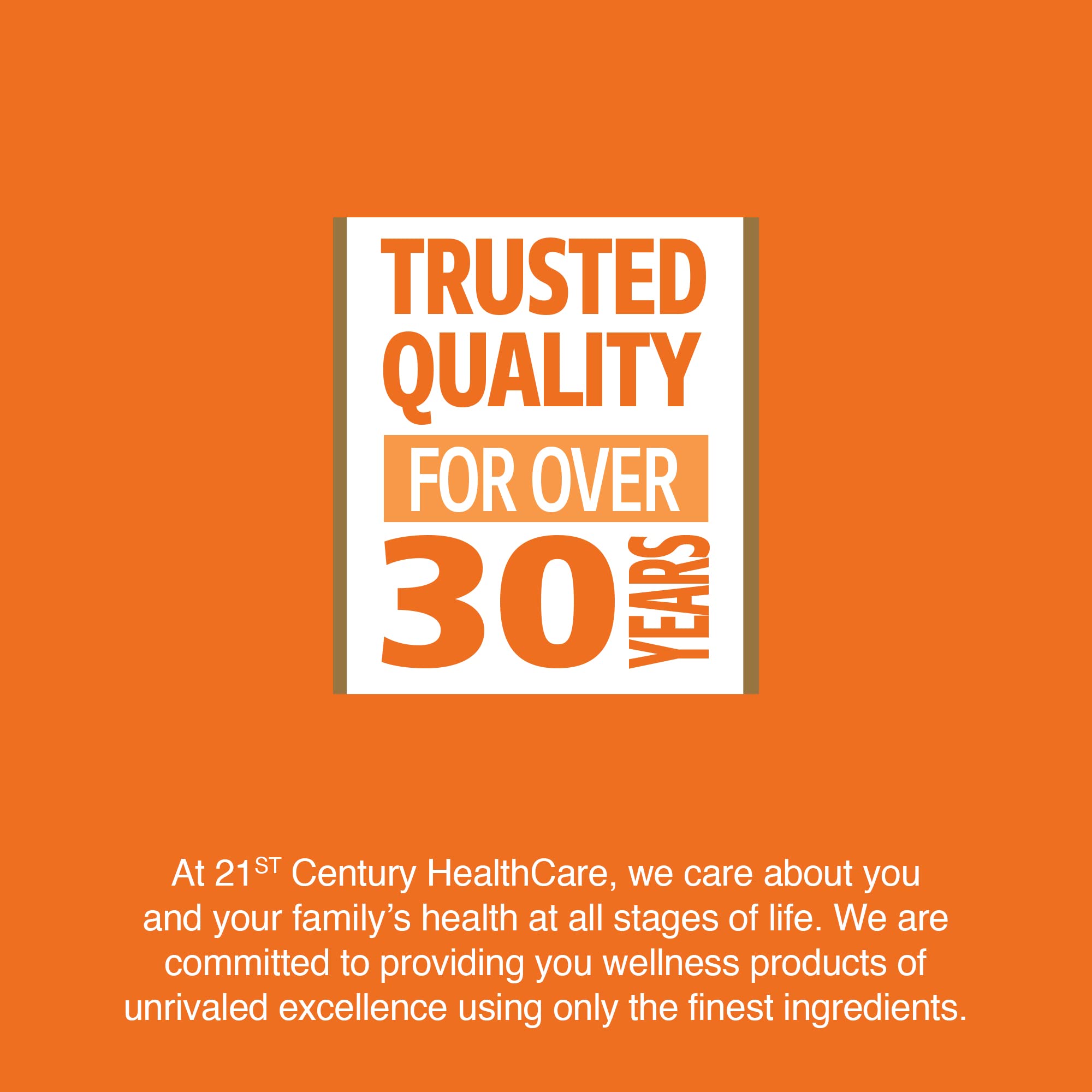 21st Century Vitamin C 500mg tablets promotional orange graphic reading Trusted Quality for over 30 years 21st Century Vitamin C 500mg tablets promotional orange graphic reading Trusted Quality for over 30 years