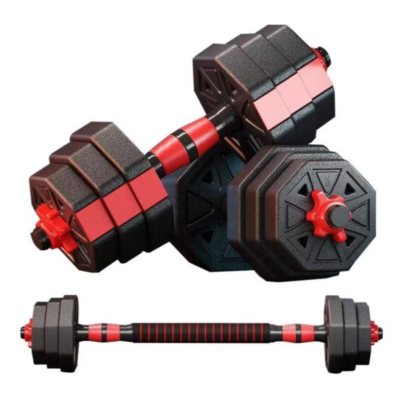 Huitich 30kg dumbbell barbell kettlebell set with black and red adjustable weight plates Huitich 30kg dumbbell barbell kettlebell set with black and red adjustable weight plates