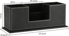 منظم مكتب من كينجفوم، صندوق تخزين من الجلد الصناعي، 4 أقسام مقسمة، مناسب للأقلام وبطاقات العمل وجهاز التحكم عن بعد والهواتف المحمولة ومجموعة مستحضرات التجميل (أسود-كبير) منظم مكتب من كينجفوم، صندوق تخزين من الجلد الصناعي، 4 أقسام مقسمة، مناسب للأقلام وبطاقات العمل وجهاز التحكم عن بعد والهواتف المحمولة ومجموعة مستحضرات التجميل (أسود-كبير)