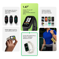 Xiaomi Smart Band 9 Active Black | 1.47 TFT display | long battery life | 50 modes | health monitoring | 9.99mm ultra-slim | Water resistant 50m Xiaomi Smart Band 9 Active Black | 1.47 TFT display | long battery life | 50 modes | health monitoring | 9.99mm ultra-slim | Water resistant 50m