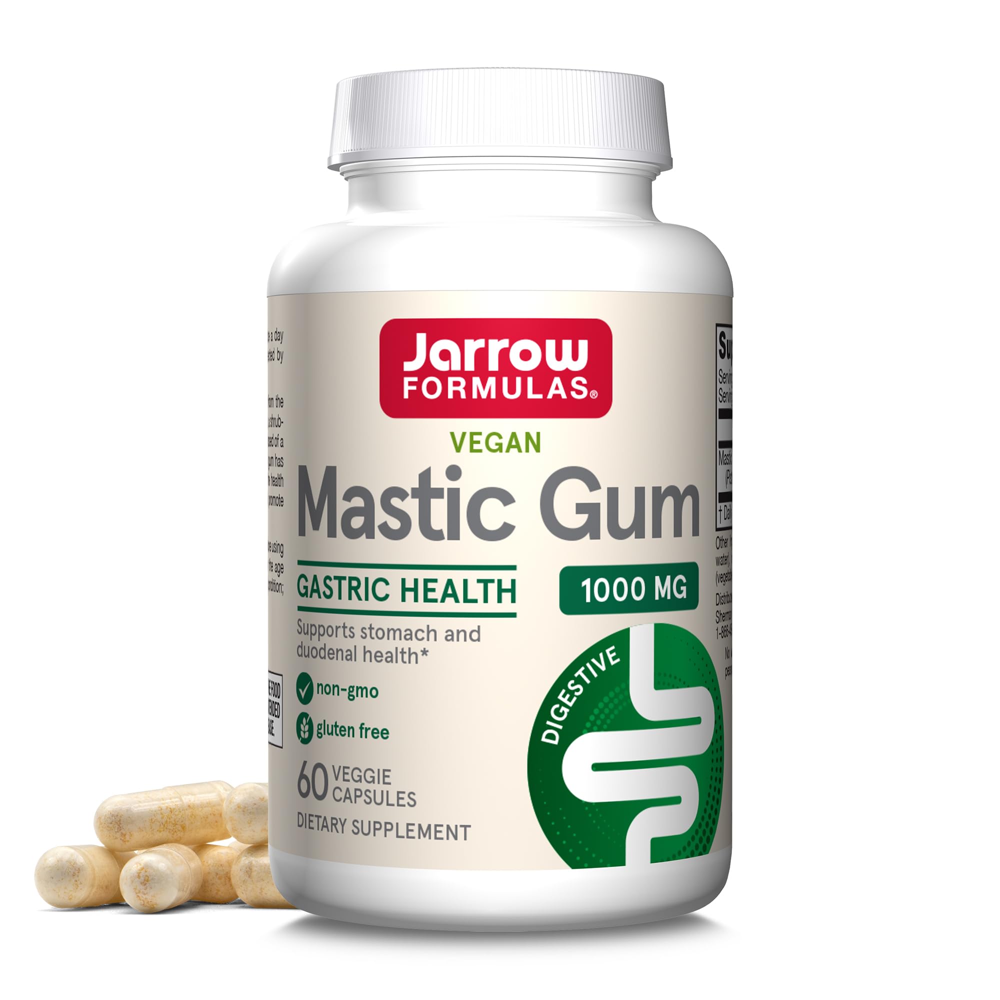 Jarrow Formulas Mastic Gum 1000mg vegan supplement bottle for gastric health 60 veggie capsules Jarrow Formulas Mastic Gum 1000mg vegan supplement bottle for gastric health 60 veggie capsules