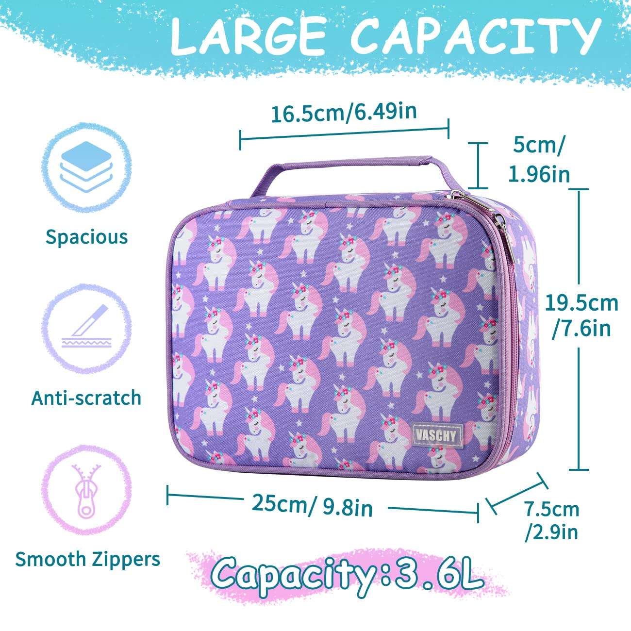 Fashi Unicorn Pencil Case for Girls, Large Stationery Bag with Detachable Layers and Multiple Zippers for Kids and Adults for School, Office, Art Supplies (Purple) Fashi Unicorn Pencil Case for Girls, Large Stationery Bag with Detachable Layers and Multiple Zippers for Kids and Adults for School, Office, Art Supplies (Purple)