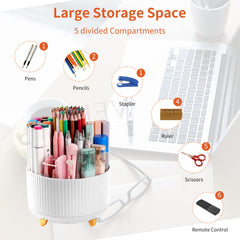 حامل أقلام رصاص للمكتب، 5 فتحات لتنظيم أقلام الرصاص دوارة 360 درجة للمكتب، منظم لوازم مكتبية للتخزين المكتبي، وعاء لطيف لأكواب أقلام الرصاص للمكتب والمدرسة والمنزل ولوازم الفن، أبيض حامل أقلام رصاص للمكتب، 5 فتحات لتنظيم أقلام الرصاص دوارة 360 درجة للمكتب، منظم لوازم مكتبية للتخزين المكتبي، وعاء لطيف لأكواب أقلام الرصاص للمكتب والمدرسة والمنزل ولوازم الفن، أبيض