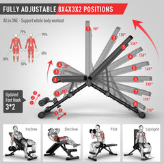 JOROTO Adjustable Weight Bench, Full Body Workout Strength Training Bench Press Foldable Incline Decline Bench Sit Up Exercise Equipment for Home Gym 700lbs/800lbs/1000lbs JOROTO Adjustable Weight Bench, Full Body Workout Strength Training Bench Press Foldable Incline Decline Bench Sit Up Exercise Equipment for Home Gym 700lbs/800lbs/1000lbs