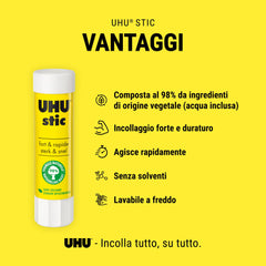 عصا UHU، 8.2 جرام، عبوة من 3 قطع، عصا الغراء المثبتة، قوية وسريعة وخالية من المذيبات ونظيفة وآمنة ومستدامة للمدرسة والمنزل والمكتب والأطفال والفنون والحرف اليدوية، طبيعية بنسبة 98%، معبأة الآن في 50% من البلاستيك المعاد تدويره عصا UHU، 8.2 جرام، عبوة من 3 قطع، عصا الغراء المثبتة، قوية وسريعة وخالية من المذيبات ونظيفة وآمنة ومستدامة للمدرسة والمنزل والمكتب والأطفال والفنون والحرف اليدوية، طبيعية بنسبة 98%، معبأة الآن في 50% من البلاستيك المعاد تدويره