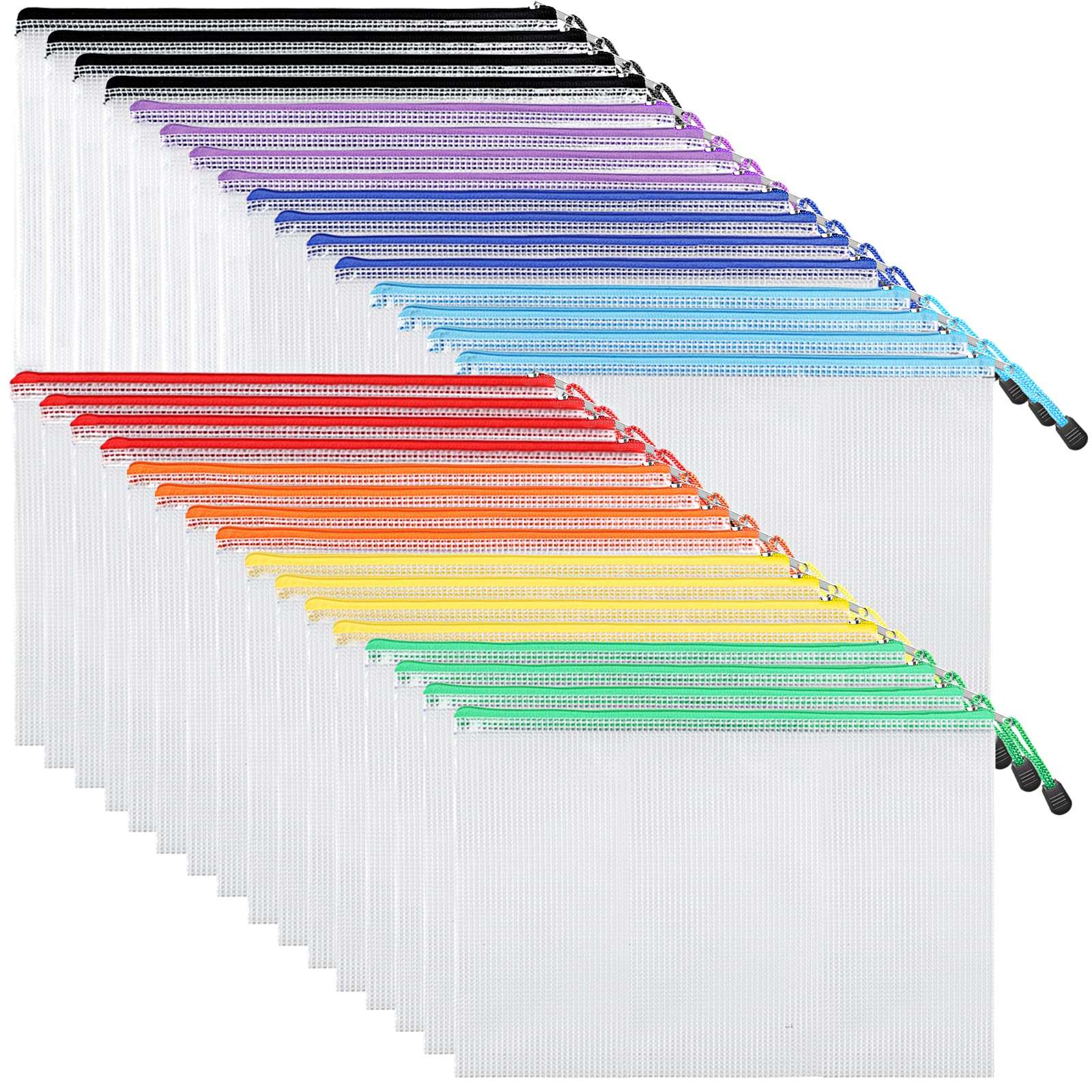 EOOUT 32pcs Mesh Zipper Pouch Bags, Mesh Bags with Zipper, Zipper Pouch for Organizing, Letter Size, A4 Size, for Office Supplies, Puzzles EOOUT 32pcs Mesh Zipper Pouch Bags, Mesh Bags with Zipper, Zipper Pouch for Organizing, Letter Size, A4 Size, for Office Supplies, Puzzles