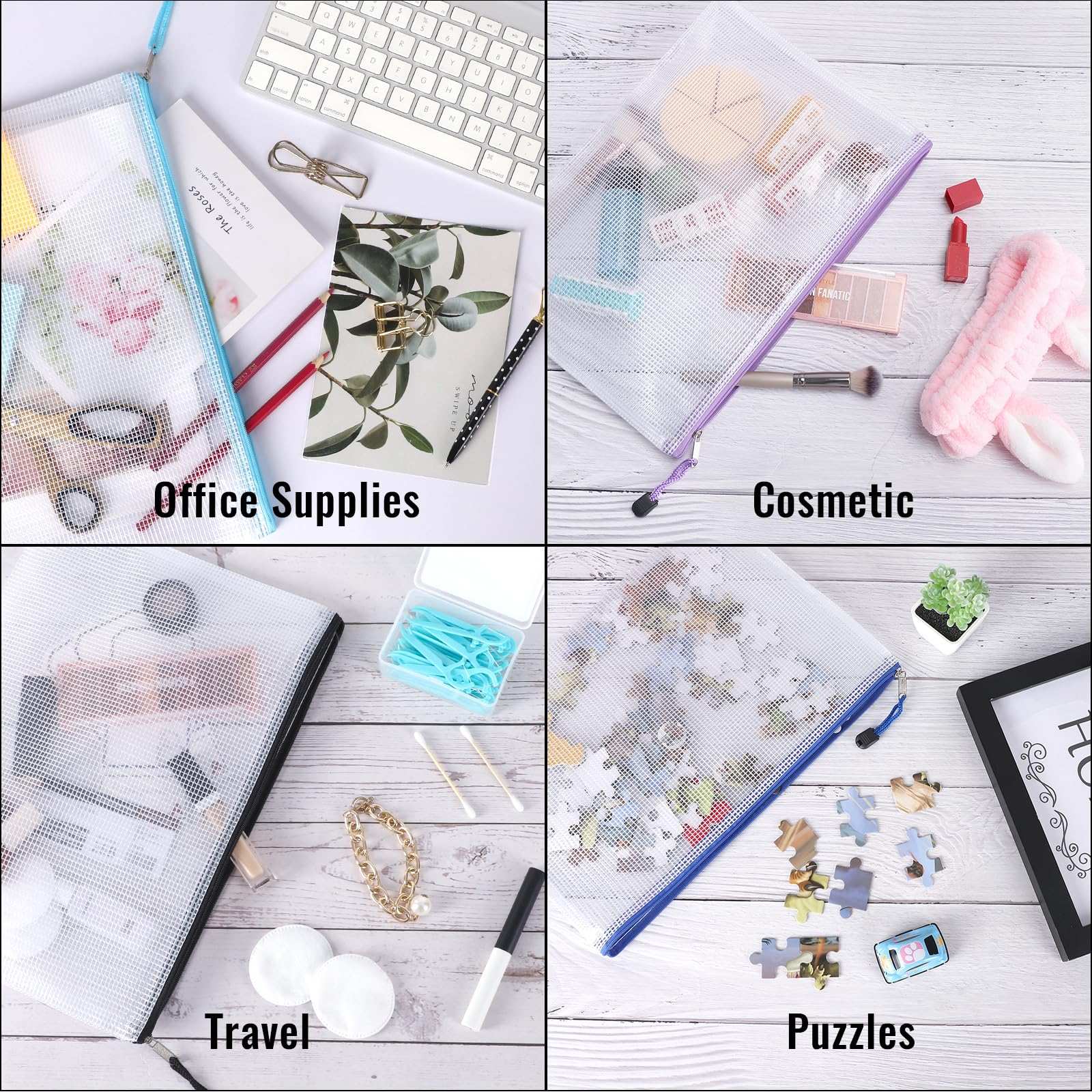 EOOUT 32pcs Mesh Zipper Pouch Bags, Mesh Bags with Zipper, Zipper Pouch for Organizing, Letter Size, A4 Size, for Office Supplies, Puzzles EOOUT 32pcs Mesh Zipper Pouch Bags, Mesh Bags with Zipper, Zipper Pouch for Organizing, Letter Size, A4 Size, for Office Supplies, Puzzles