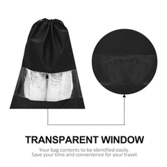 12 Pieces Waterproof Shoe Storage Bags, Non-Woven Fabric with Drawstring and Transparent Window for Travel, Gym and Sports Shoe Storage Bag Organizer for Men and Women, Black 12 Pieces Waterproof Shoe Storage Bags, Non-Woven Fabric with Drawstring and Transparent Window for Travel, Gym and Sports Shoe Storage Bag Organizer for Men and Women, Black