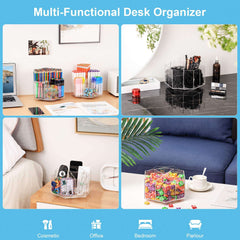 Marbras Acrylic Pen Holder, 360 Degree Rotating Clear Pen Organizer for Desk with 6 Compartments, Holds Over 600 Pencils, Stationery Organizer for Office, School, Home, and Art Supplies Marbras Acrylic Pen Holder, 360 Degree Rotating Clear Pen Organizer for Desk with 6 Compartments, Holds Over 600 Pencils, Stationery Organizer for Office, School, Home, and Art Supplies