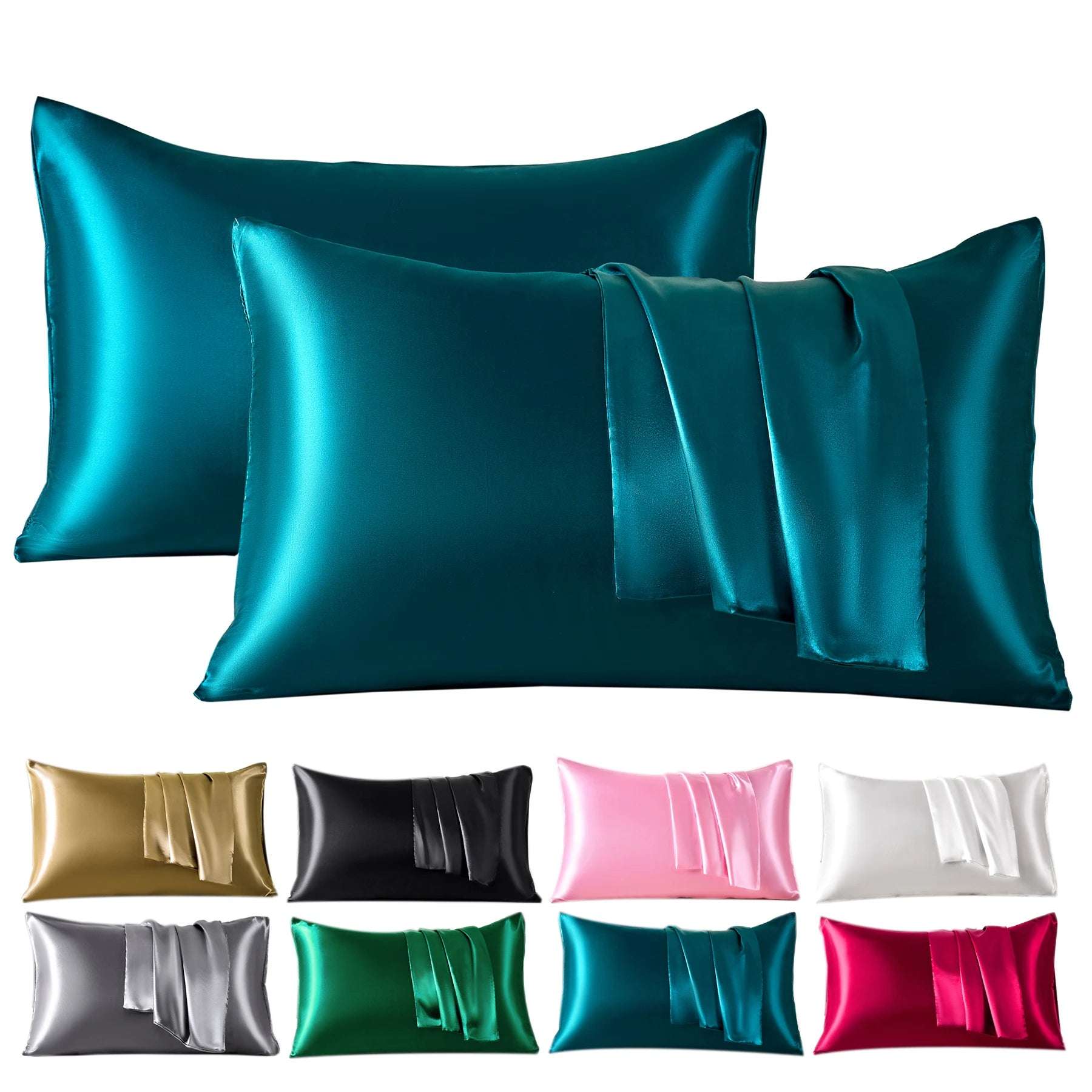 2pcs Satin Pillowcase for Skin and Hair, Satin Pillow Cases Set of 2 Soft Breathable Smooth Cooling Pillow Covers for Sleeping 2pcs Satin Pillowcase for Skin and Hair, Satin Pillow Cases Set of 2 Soft Breathable Smooth Cooling Pillow Covers for Sleeping