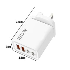 120W 4 Port USB Type C Charger Fast Charging Data Cable USB Phone Charger Adapter for Samsung IPhone Xiaomi Huawei Wall Charger 120W 4 Port USB Type C Charger Fast Charging Data Cable USB Phone Charger Adapter for Samsung IPhone Xiaomi Huawei Wall Charger