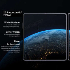Honor Magic V2 5G foldable phone open with large HDR inner display showing Earth wallpaper thin bezels and marketing text Honor Magic V2 5G foldable phone open with large HDR inner display showing Earth wallpaper thin bezels and marketing text