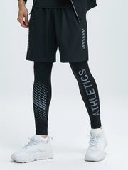 2-piece tight pants men's cycling base fitness shorts quick drying high elasticity sports set running training compression 2-piece tight pants men's cycling base fitness shorts quick drying high elasticity sports set running training compression