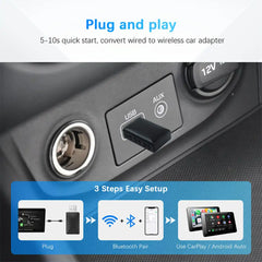 2in1 Wired to Wireless CarPlay Android Auto Adapter for OEM Car Stereo With USB Plug and Play 2in1 Wired to Wireless CarPlay Android Auto Adapter for OEM Car Stereo With USB Plug and Play