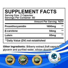 Lutein +Proanthocyanidin - Super Vision Support Supplement, Supports Eye Health, 120 Softgels Lutein +Proanthocyanidin - Super Vision Support Supplement, Supports Eye Health, 120 Softgels
