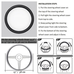 Napa Leather Perforated Patchwork Car Steering Wheel Cover, Non-slip, Breathable, Universal 15 Inch (Approx. 38cm) Napa Leather Perforated Patchwork Car Steering Wheel Cover, Non-slip, Breathable, Universal 15 Inch (Approx. 38cm)