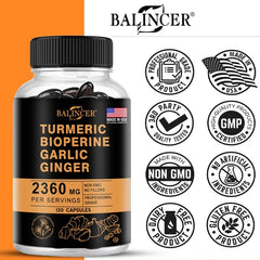 Turmeric and Black Pepper Ginger - Joint Support Supplement Containing Piperin and 95% Curcumin. Digestive and Immune Support Turmeric and Black Pepper Ginger - Joint Support Supplement Containing Piperin and 95% Curcumin. Digestive and Immune Support