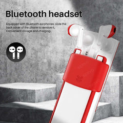 SERVO R25 PRO dual SIM mobile phone with red white sliding back cover and built in Bluetooth headset earbuds SERVO R25 PRO dual SIM mobile phone with red white sliding back cover and built in Bluetooth headset earbuds