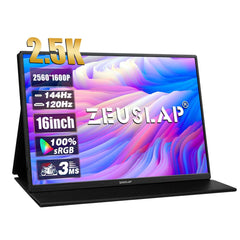ZEUSLAP 16" 2.5K 144hz Portable Monitor 2560*1600 16:10 100%sRGB 500Cd/m²  Travel Gaming Display for Laptop Switch ps4 ps5 Xbox ZEUSLAP 16" 2.5K 144hz Portable Monitor 2560*1600 16:10 100%sRGB 500Cd/m²  Travel Gaming Display for Laptop Switch ps4 ps5 Xbox