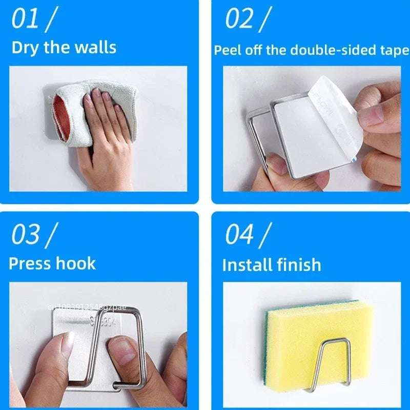 1/3/6pcs Stainless Steel Sink Sponge Rack For Sponge Steel Wire Ball Draining Paste The Inner Wall Of The Sink Kitchen Supplies 1/3/6pcs Stainless Steel Sink Sponge Rack For Sponge Steel Wire Ball Draining Paste The Inner Wall Of The Sink Kitchen Supplies