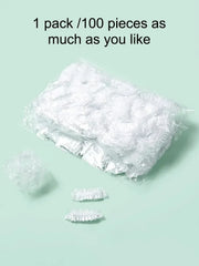 100PCS Disposable Waterproof Ear Covers for Hair Dye, Transparent Elastic Earmuffs Protective Plastic Wrap for Shower Salon 100PCS Disposable Waterproof Ear Covers for Hair Dye, Transparent Elastic Earmuffs Protective Plastic Wrap for Shower Salon