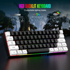 60% wired gaming keyboard, RGB backlight ultra compact mini keyboard, waterproof small compact 61 key keyboard for pc/Mac gamers 60% wired gaming keyboard, RGB backlight ultra compact mini keyboard, waterproof small compact 61 key keyboard for pc/Mac gamers