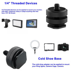 1/4 Hot Shoe Mount Holder Dual Nut Cold Shoe Adapter Bracket For Double-Layer Camera Hot Shoe Adapter Action Camera Accessories 1/4 Hot Shoe Mount Holder Dual Nut Cold Shoe Adapter Bracket For Double-Layer Camera Hot Shoe Adapter Action Camera Accessories