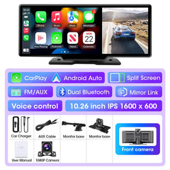 10/11.26 inch Dash Cam 4K Car DVR Wireless Carplay & Android Auto GPS Navigation Video Recorder Dashboard Dual Lens Wifi FM AUX 10/11.26 inch Dash Cam 4K Car DVR Wireless Carplay & Android Auto GPS Navigation Video Recorder Dashboard Dual Lens Wifi FM AUX