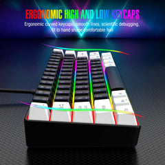 60% wired gaming keyboard, RGB backlight ultra compact mini keyboard, waterproof small compact 61 key keyboard for pc/Mac gamers 60% wired gaming keyboard, RGB backlight ultra compact mini keyboard, waterproof small compact 61 key keyboard for pc/Mac gamers