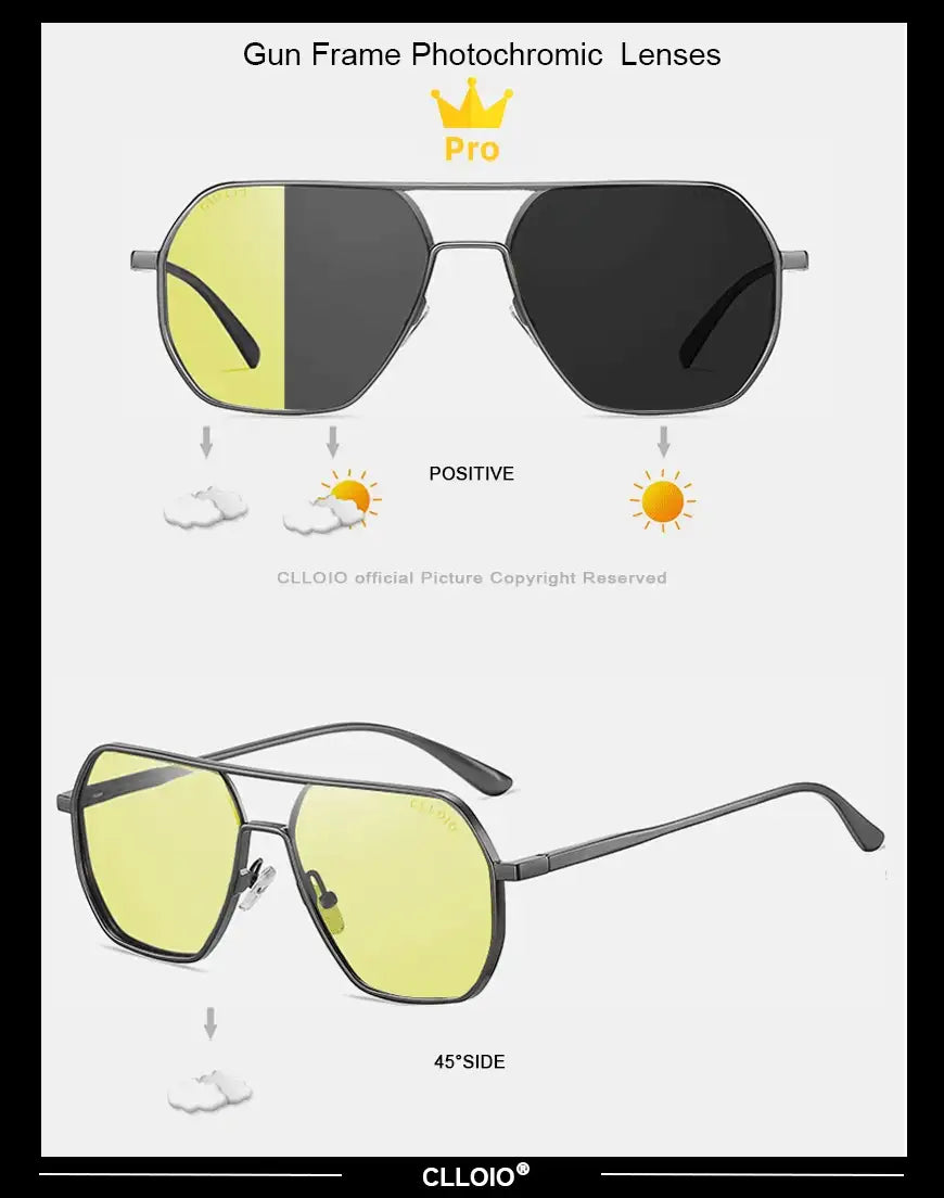 CLLOIO Anti-glare Day Night Vision Glasses Men Women Polarized Driving Sun Glasses Square Aluminum Photochromic Sunglasses UV400 CLLOIO Anti-glare Day Night Vision Glasses Men Women Polarized Driving Sun Glasses Square Aluminum Photochromic Sunglasses UV400