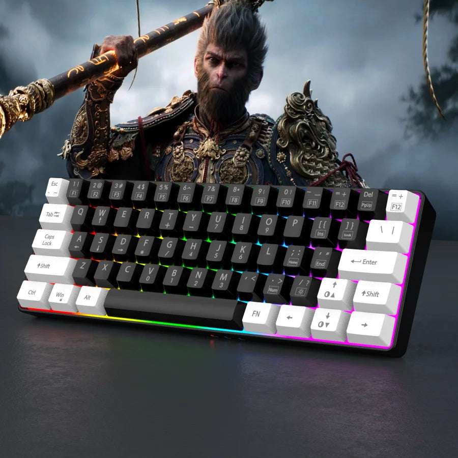 60% wired gaming keyboard, RGB backlight ultra compact mini keyboard, waterproof small compact 61 key keyboard for pc/Mac gamers 60% wired gaming keyboard, RGB backlight ultra compact mini keyboard, waterproof small compact 61 key keyboard for pc/Mac gamers