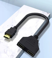 كابل موزع متوافق مع HDMI بمنفذين، بدقة 1080 بكسل، محول موزع Y لشاشة الكمبيوتر المحمول وصندوق التلفزيون كابل موزع متوافق مع HDMI بمنفذين، بدقة 1080 بكسل، محول موزع Y لشاشة الكمبيوتر المحمول وصندوق التلفزيون