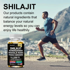 15250mg Shilajit Capsules with Ginseng Ashwagandha Turmeric, Energy Supplement Muscle Mass Endurance 15250mg Shilajit Capsules with Ginseng Ashwagandha Turmeric, Energy Supplement Muscle Mass Endurance