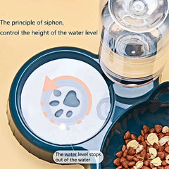 Pet Bowls With Water Feeder, 3 In 1 Ear Design Tilted Cat Water And Food Bowl Set With Gravity Water Bottle For Neck Protection Pet Bowls With Water Feeder, 3 In 1 Ear Design Tilted Cat Water And Food Bowl Set With Gravity Water Bottle For Neck Protection