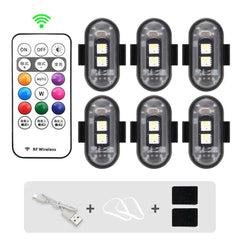 1-6PCS Wireless LED Drone Strobe Light for Motorcycle Car Bike Remote Control Warning Light Indicator Light USB Charging 8Colors 1-6PCS Wireless LED Drone Strobe Light for Motorcycle Car Bike Remote Control Warning Light Indicator Light USB Charging 8Colors