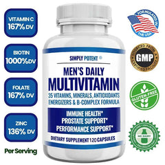 Daily Multivitamin for Men, for Prostate Energy Concentration Metabolism Immunity Vitamins: A C D E (B1 B2 B3 B5 B6 B7 B9 B12) Daily Multivitamin for Men, for Prostate Energy Concentration Metabolism Immunity Vitamins: A C D E (B1 B2 B3 B5 B6 B7 B9 B12)