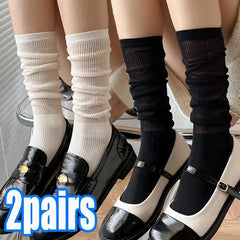 1/2 Pairs Women Lolita Thin Mid Length Socks Are Comfortable Breathable Knee-socks Lace Casual Soft Solid Simple Vertical Socks 1/2 Pairs Women Lolita Thin Mid Length Socks Are Comfortable Breathable Knee-socks Lace Casual Soft Solid Simple Vertical Socks