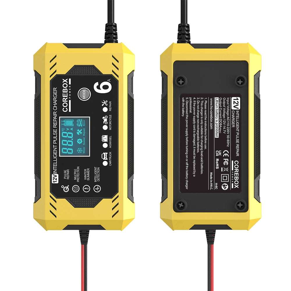 12V6A smart battery charger AGM Start stop battery European regulation full stop reverse protection lead-acid charger 12V6A smart battery charger AGM Start stop battery European regulation full stop reverse protection lead-acid charger