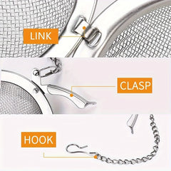 1PC/304 stainless steel flavored filter ball, tea filter ball, soup filter ball with extension chain hook 1PC/304 stainless steel flavored filter ball, tea filter ball, soup filter ball with extension chain hook