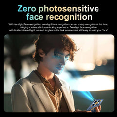Person using XS22 Android smartphone UAE demonstrating zero photosensitive face recognition at night with infrared projection Person using XS22 Android smartphone UAE demonstrating zero photosensitive face recognition at night with infrared projection