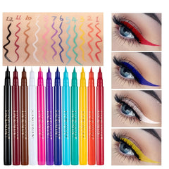 12 color rainbow DIY colored eyeliner is not easy to smudge matte eyeliner pen 12 color rainbow DIY colored eyeliner is not easy to smudge matte eyeliner pen