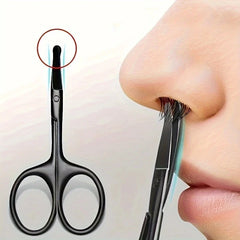 1PC Silver Mirror Light Black Round Head Safety Nose Hair Scissors Neutral Stainless Steel Scissors 1PC Silver Mirror Light Black Round Head Safety Nose Hair Scissors Neutral Stainless Steel Scissors