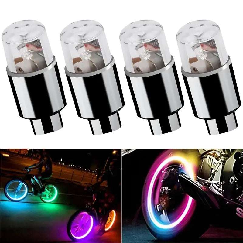 4Pcs Colorful LED Wheel Valve Lights Motorcycle Car Wheel Tire Valve Caps Universal Dustproof Bicycle Valve Cover 4Pcs Colorful LED Wheel Valve Lights Motorcycle Car Wheel Tire Valve Caps Universal Dustproof Bicycle Valve Cover